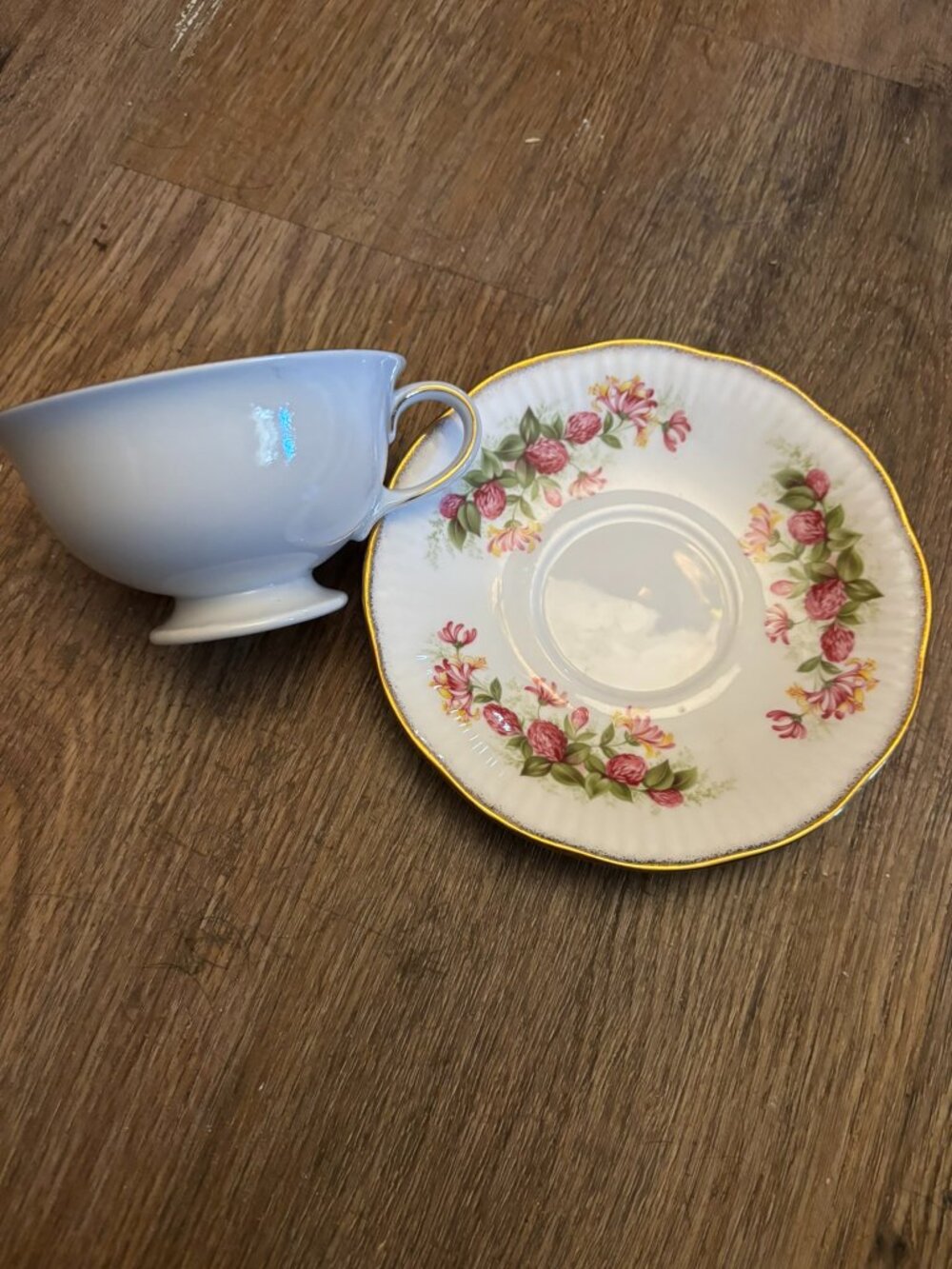 Royal Minster Bone China Teacup Tea Cup saucer set Pink Flowers